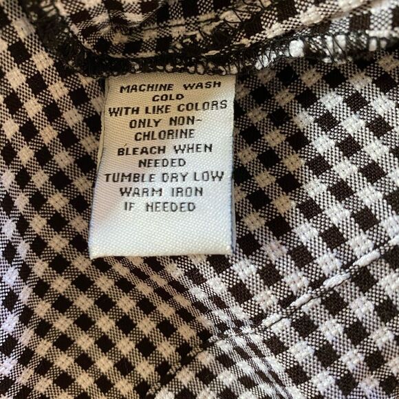 80s Gingham Shirt & Skirt Set Vintage 2 Piece Black & White Top & Skirt Size M - Picture 9 of 11